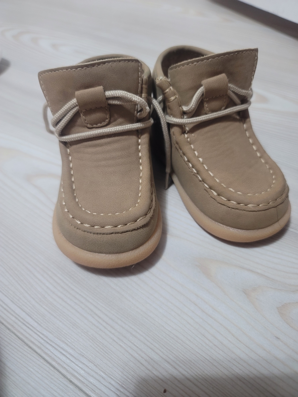 Toddler Tan Moccasin Walker Shoes with Elastic Tie